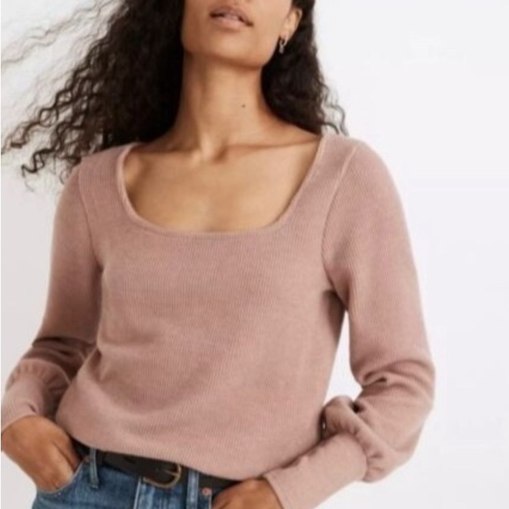 MADEWELL Ottoman Rib Square Neck Top Blouse Small